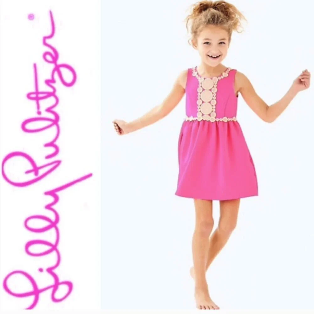 Lilly Pulitzer Girls Baylee Fit & Flare Dress in Pink Sunset Size X-Large NWT